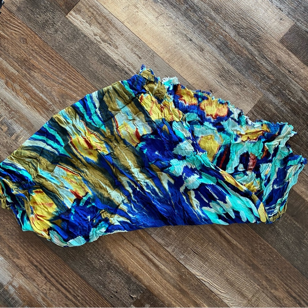Abstract Scarf Navy, Teal, Brown, Black, and Gold
